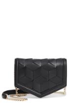 Women's Welden Jaunt Woven Calfskin Leather Wallet On A Chain - Black