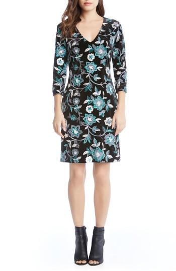 Women's Karen Kane Embroidered Velvet Dress - Black