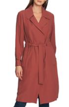 Women's 1.state Soft Twill Belted Trench Coat - Red