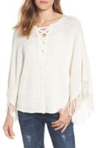 Women's Velvet By Graham & Spencer Fringe Trim Crochet Top /small - Ivory