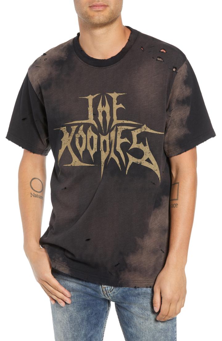 Men's The Kooples Destroyed Logo T-shirt - Black