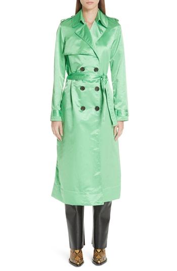 Women's Kwaidan Editions Belted Satin Trench Coat Us / 36 Fr - Green