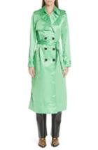 Women's Kwaidan Editions Belted Satin Trench Coat Us / 36 Fr - Green