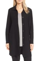 Petite Women's Eileen Fisher Washable Stretch Crepe Classic Collar Coat