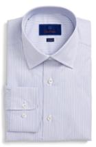 Men's David Donahue Trim Fit Stripe Dress Shirt - 32/33 - Purple