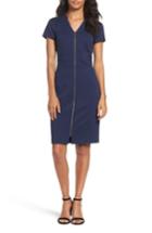 Women's Ellen Tracy Zip Front Sheath Dress - Blue