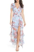 Women's Fame And Partners The Pearl Tiered Ruffle Georgette Gown - Blue