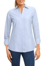 Women's Foxcroft Fitted Three Quarter Sleeve Shirt - Blue
