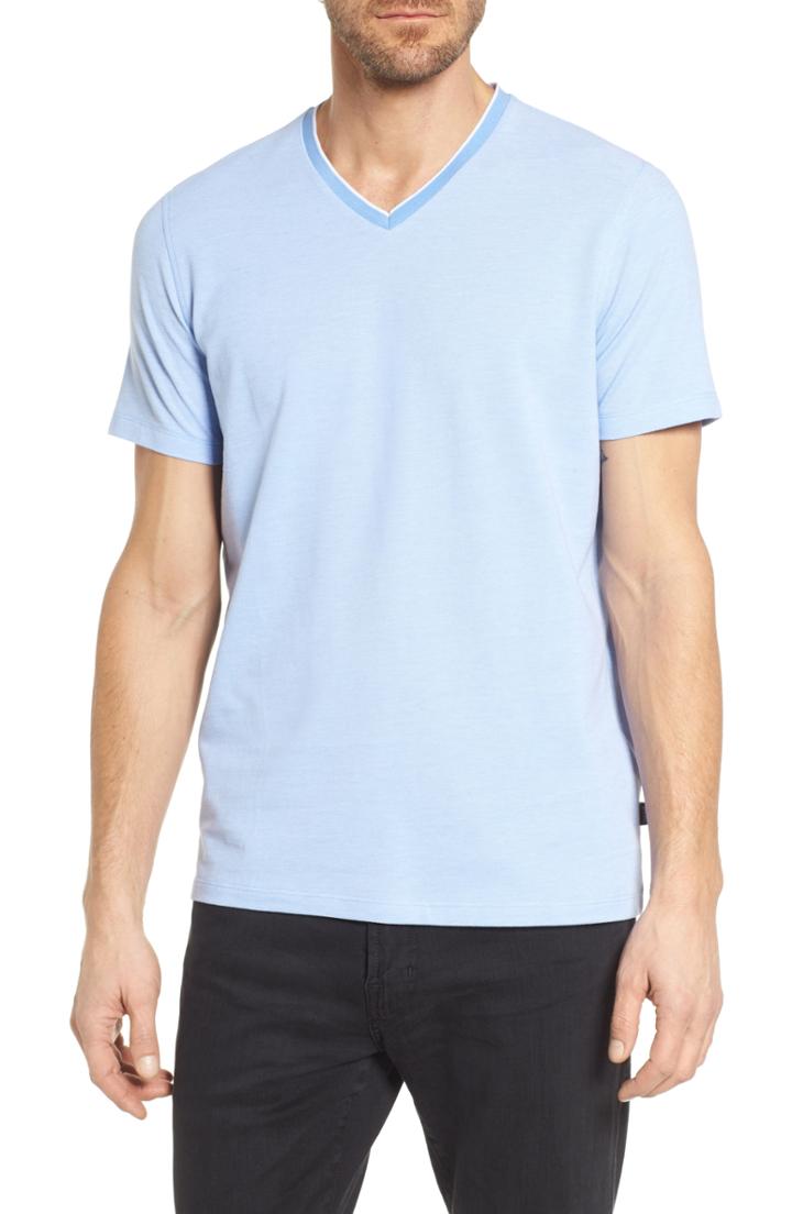 Men's Boss Tilson Slim Fit V-neck T-shirt, Size - Blue
