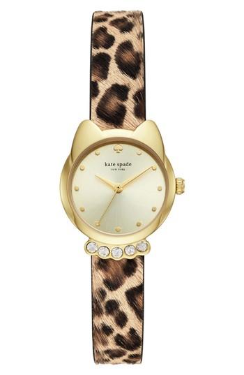 Women's Kate Spade New York Cat Genuine Calf Hair Strap Watch, 26mm