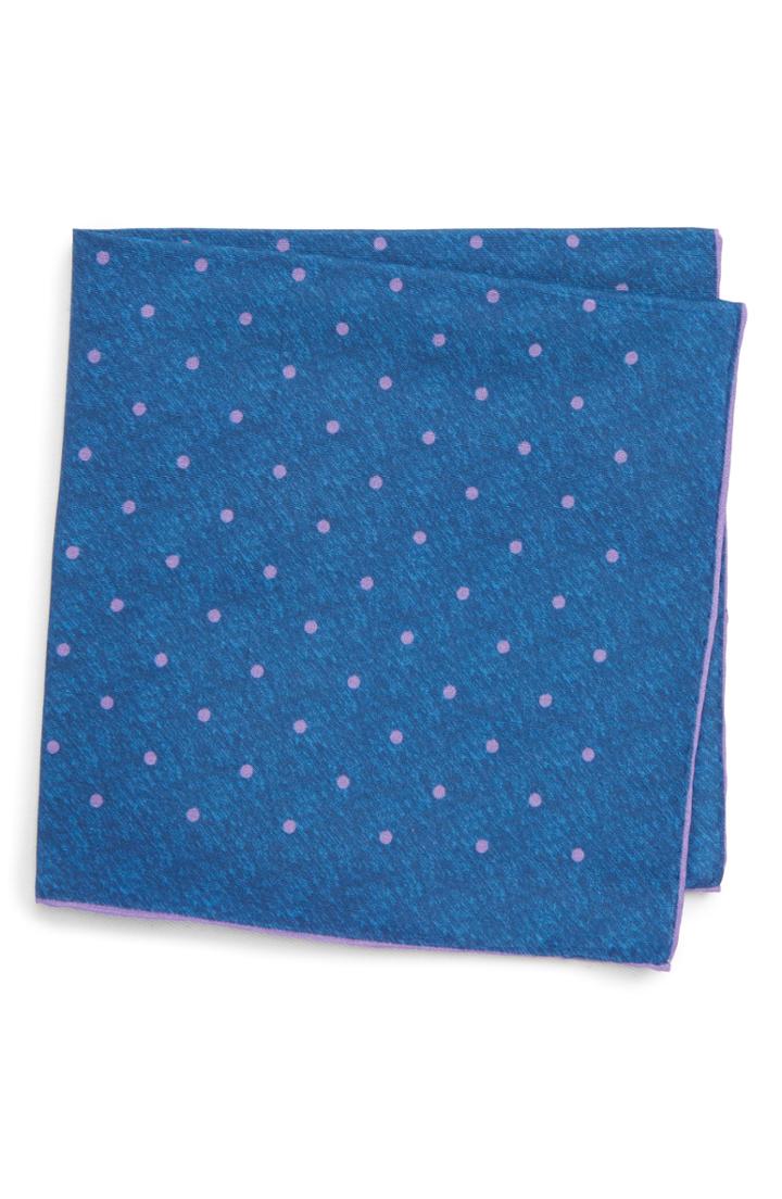 Men's Southern Tide Bethany Dot Cotton & Silk Pocket Square, Size - Purple
