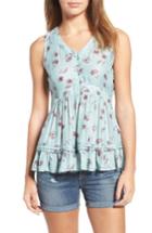 Women's Hinge Ruffle Peplum Tank, Size - Blue/green
