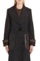 Women's Fendi Leather Pocket Trench Coat