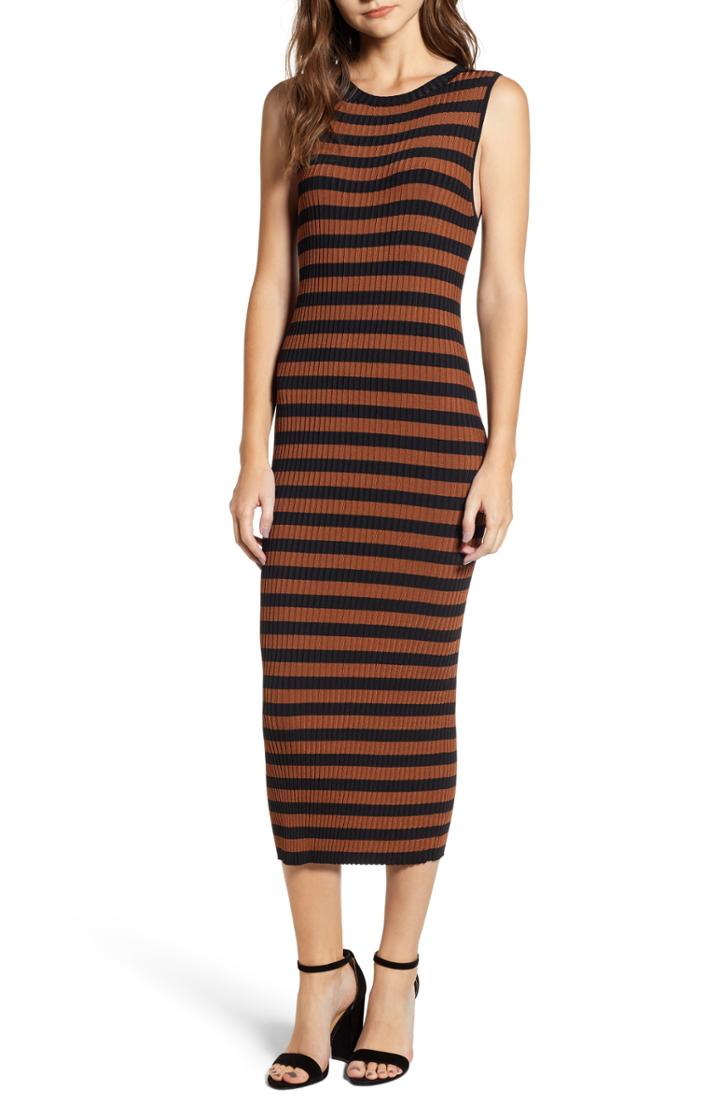 Women's Chelsea28 Zip Detail Stripe Sweater Dress - Black