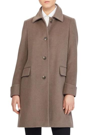 Women's Lauren Ralph Lauren Wool Blend Coat - Brown