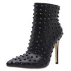 Oasap Fashion Pointed Toe Stiletto Heels Rivet Ankle Boots