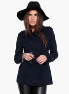 Oasap Fashion Solid Double Breasted Wool Blend Coat