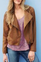 Oasap Stylish Solid Tassel Asymmetric Zipper Jacket