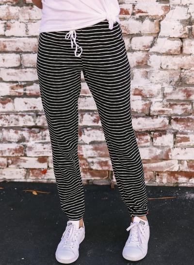 Oasap Stripe Drawstring Waist Casual Pants