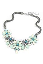 Oasap Floral Faux Stone Snake Chain Necklace