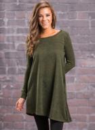 Oasap Round Neck Sloid Color Asymmetric Desigan Mini Dress