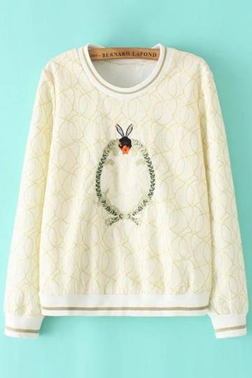 Oasap Golden Line Embroidery Sweatshirt