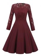 Oasap Round Neck Long Sleeve Lace Splicing Dress