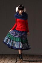 Oasap Contrast Panel Detail Full Skirt