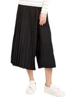 Oasap Women Solid Color Pleated Cropped Wide-legs Pants