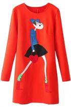 Oasap Orange Red Embroidery Fashion Lady Mini Dress