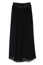 Oasap Long Black Sexy Slit Detail Chiffon Skirt