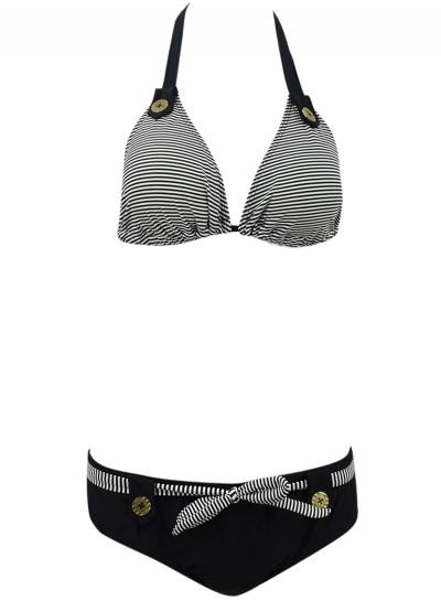 Oasap Women's Halter Color Block Striped Bikini