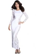Oasap White Lace Maxi Dress With Fish Tail Detail