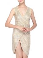 Oasap Women's V Neck Wrap Front Slit Bodycon Mini Sequin Party Dress