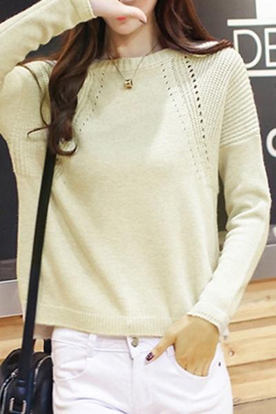 Oasap Stylish Solid High Low Pullover Sweater