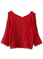 Oasap Women's Casual Solid Off Shoulder Long Sleeve Pullover Blouse
