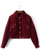 Oasap Turn Down Collar Long Sleeve Button Down Solid Color Jacket
