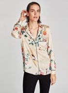 Oasap Long Sleeve Floral Print Turn-down Collar Button Down Shirt