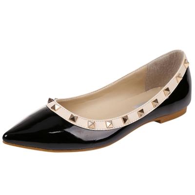 Oasap Pointed Toe Slip-on Rivet Flat Shoes