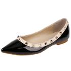 Oasap Pointed Toe Slip-on Rivet Flat Shoes