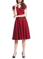 Oasap Women's Fashion Short Sleeve High Waist Knee Length Dress