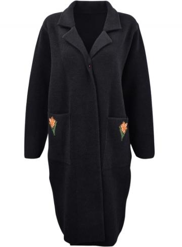 Oasap Women's Bee Embroidery Print Shawl Collar Coat
