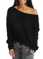 Oasap Women's Fashion Off Shoulder Ribbed Knit Pullover Sweater