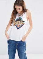 Oasap White Letter Printing Loose Tank Top