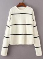 Oasap Fashion Stripe Long Sleeve Loose Pullover Sweater