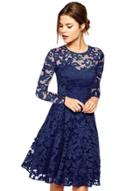 Oasap Round Neck Long Sleeve A-line Lace Dress