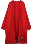 Oasap Women's Embroidery Print Open Front Woolen Coat