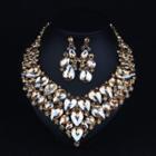 Oasap Alloy Crystal Earrings Necklace Bridal Jewelry Set