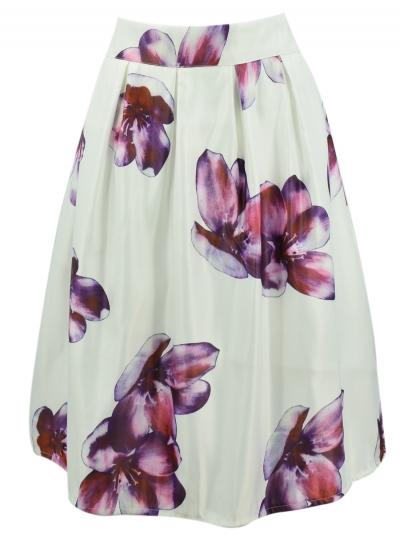 Oasap Women's Fashion High Waist Floral Print Midi Pleated Skirt