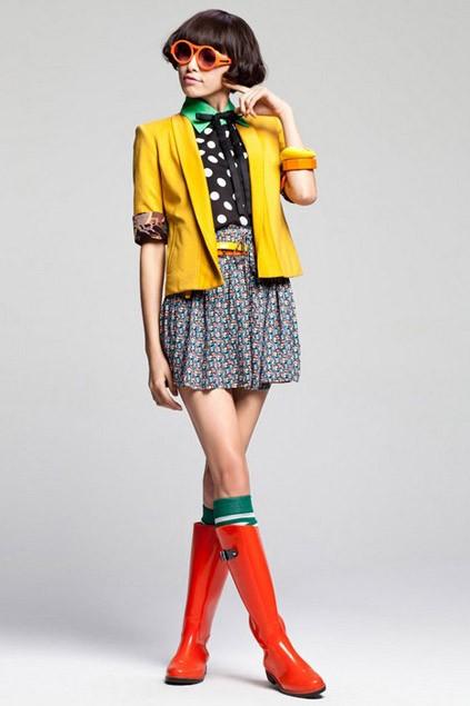 Oasap Sweet Floral Printing Elastic Drawstring Waist Detail Skirt